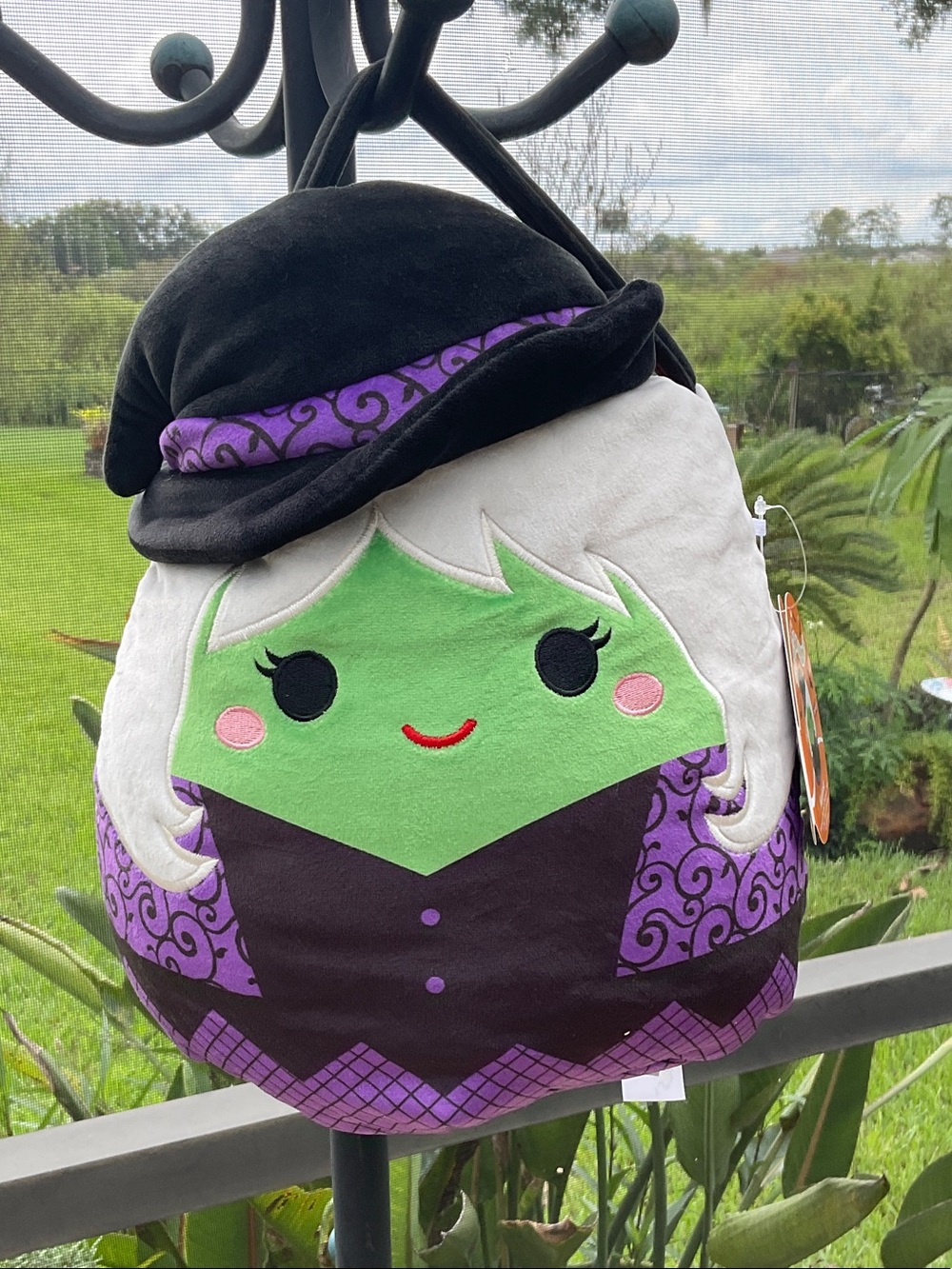 Squishmallows Witch Plush Halloween treat pail - Green & Purple